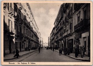 VINTAGE POSTCARD CONTINENTAL SIZE VIA FREDERICO DI PALMA TARANTO ITALY c. 1930s