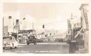 RPPC 4TH AVENUE ANCHORAGE ALASKA REAL PHOTO POSTCARD 1955