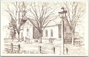 VINTAGE POSTCARD THE BRUTON PARISH CHURCH AT WILLIAMSBURG VIRGINIA FROM SKETCH