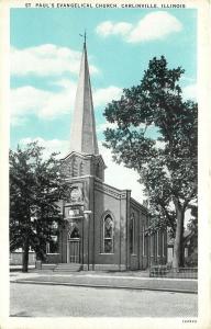 Vintage Postcard St. Paul's Evengelical Church Carlinville IL Macoupin County
