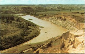 postcard ND Badlands Roosevelt National Pk - The Little Missouri River