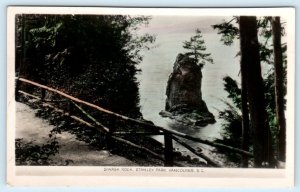 RPPC VANCOUVER, B.C. Canada ~ Tinted SIWASH ROCK Stanley Park Postcard