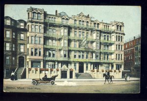 Boston, Massachusetts/Mass/MA Postcard, Hotel Plaza, Old Car, Horse, 1909!