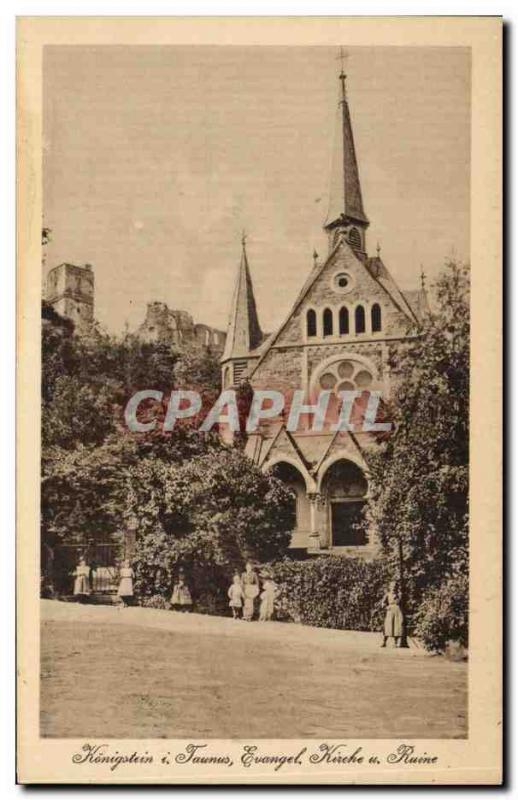 Old Postcard Konigstein i Taunus Evangel Kirche u Ruin