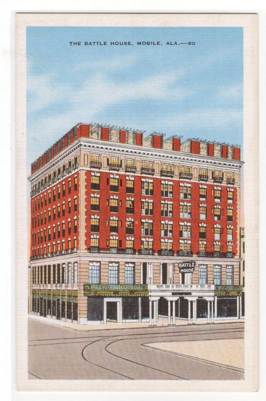 Battle House Hotel Mobile Alabama linen postcard