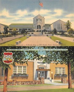 CLAREMORE, OK Oklahoma   WILL ROGERS MEMORIAL & LIBRARY   c1940's TWO Postcards