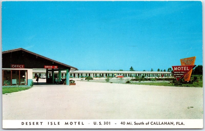 Vintage Postcard the Desert Isle Motel Located at Lawtey Florida Posted