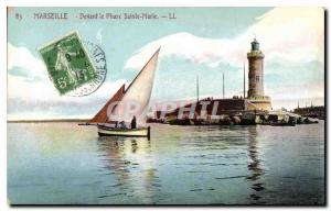 Old Postcard Marseille in front of the Lighthouse Saite Marie