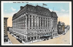 Astor Hotel New York New York Unused c1910s