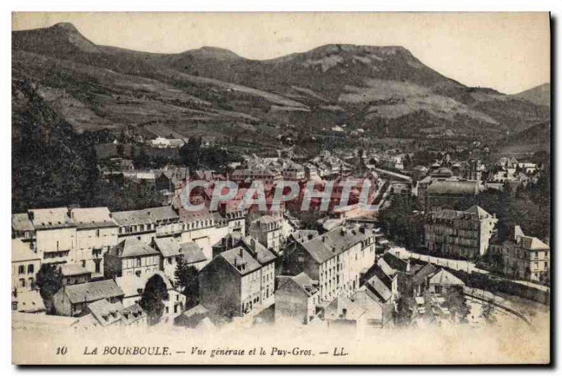 Old Postcard La Bourboule General view and Puy Gros
