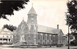 D5/ Cresco Iowa Ia Real Photo RPPC Postcard 1950 Assumption Church Building