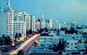 Florida Miami Beach Collins Avenue At Night 1963