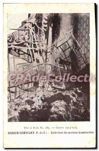 Postcard Old War 1914 1915 Hersin Compigny p C inside house bombed