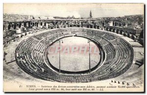 Old Postcard Nimes Arenes Interior constructed in Adrian can hold 25,000 spec...