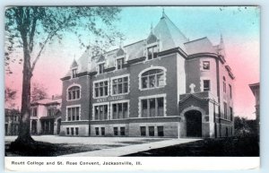 JACKSONVILLE, Illinois IL ~ ROUTT COLLEGE & St. Rose Convent 1910 Postcard