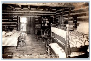 Lincoln's New Salem Illinois IL Postcard Dining Room Rutledge c1940s RPPC Photo