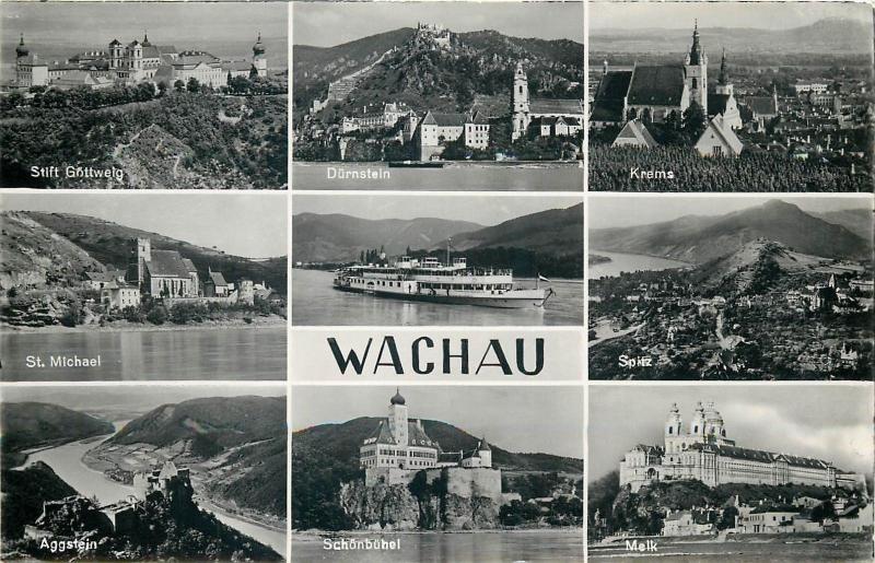 Wachau 1950s Austria multi views postcard