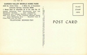 Colorado Springs Colorado Garden Valley Mobile Home Park Postcard Smith 20-1333