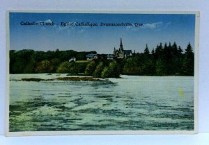 Drummondville Quebec Canada Catholic Church Vintage Postcard 