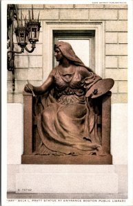 Vtg Massachusetts MA Bela L Pratt Statue Boston Public Library 1910s Postcard