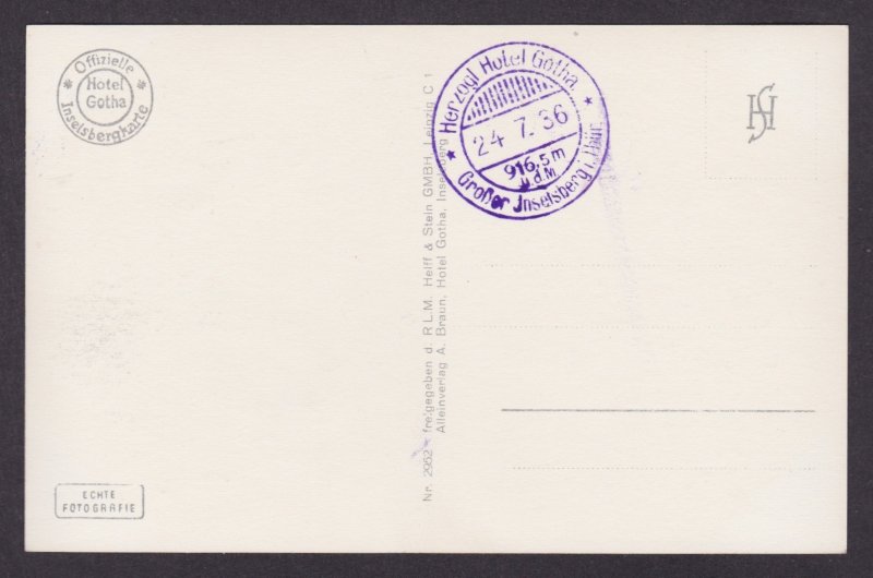 Vintage postcard Germany Thuringia Grosser Inselsberg Hotel Gotha