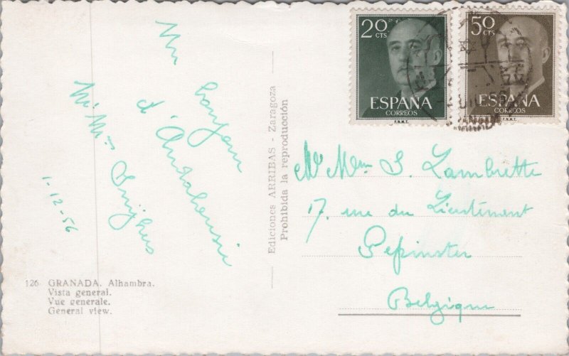 Spain Granada Alhambra General View Vintage RPPC C109