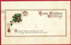 Vintage Postcard 1910's Of All The Wishes Memory Can Recall Christmas Greetings