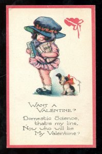 dc1325 - VALENTINE'S DAY 1920s Science Girl with Dog