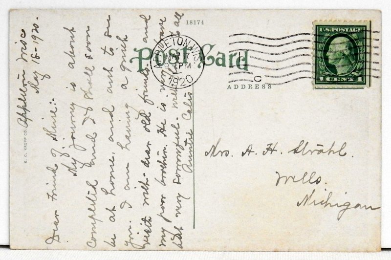 John Street Bridge, Appleton, Wis. - Postcard