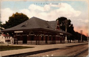 Postcard OH Wauseon L.S. & M.S. Depot Railroad - Trains - 1910 L3