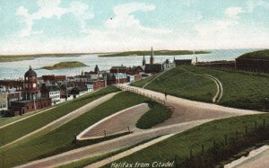 Vintage Postcard 1920's Halifax from Citadel Canada Town and Water Scene