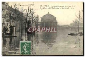 Old Postcard Paris in January 1910 Floods Square and The Church of the Nativity