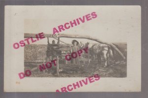 West Prairie WISCONSIN RPPC 1910 SORGHUM PRESS Farming FARM GIRL DPO nr Viroqua