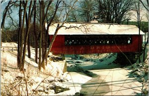 Creamery Covered Bridge Brattleboro VT Vermont Snow Winter VTG Postcard UNP