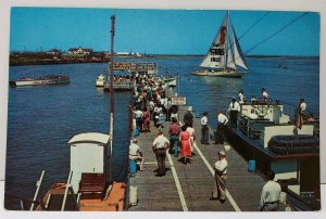Atlantic City NJ Inlet Pier Capt. Staris Inlet Sailboat 1960s Postcard D17