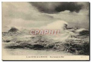 Old Postcard Les Cotes De La Manche Gale At Sea