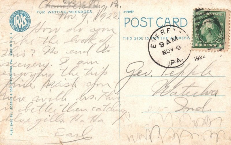 Vintage Postcard 1922 Tuscarora Summit Lincoln McConnellsburg Pennsylvania PA