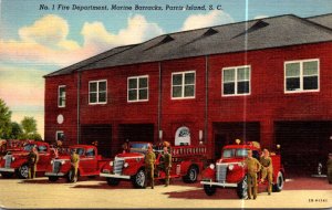 South Carolina Parris Island Marine Barracks No 1 Fire Department Fire Trucks...