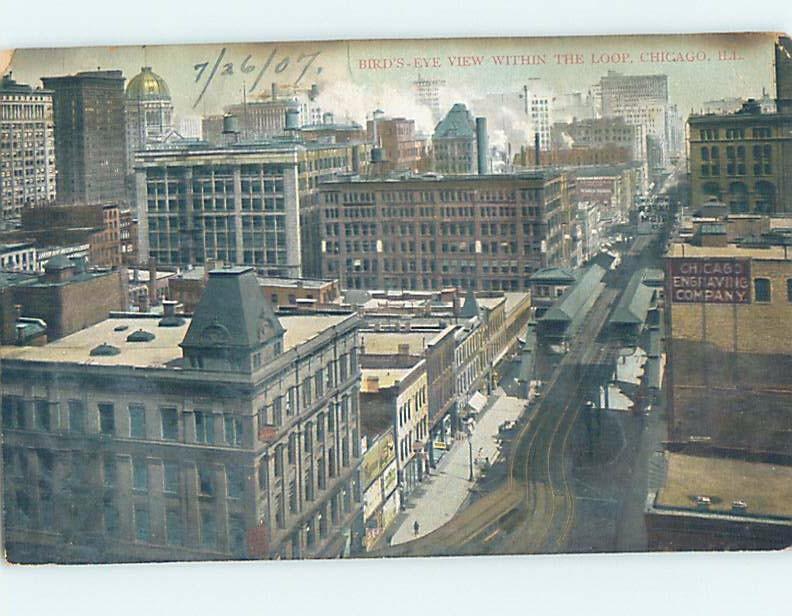 Divided-Back AERIAL VIEW OF THE LOOP TRAIN TRACK Chicago Illinois IL F1396