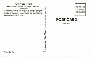Colonial Inn Concord MA Massachusetts VTG Vintage Postcard UNP Unused Chrome 