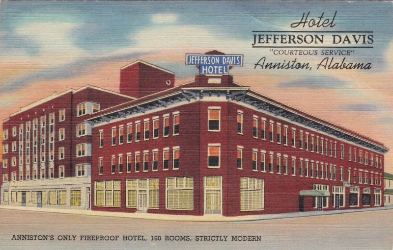 Alabama Anniston Hotel Jefferson Davis 2822Curteich sk