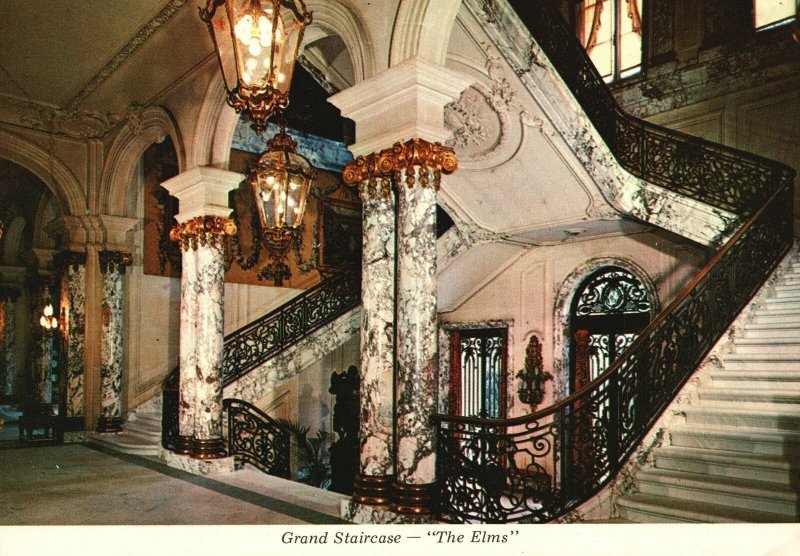 Postcard The Elms Grand Marble Staircase Bellevue Avenue Newport Rhode Island RI