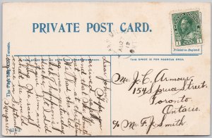 Vintage Post Office Perth Ontario 1912 Allan's Mills Split Ring Postcard H81