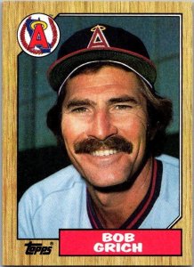 1987 Topps Baseball Card Bob Grich California Angels sk19035