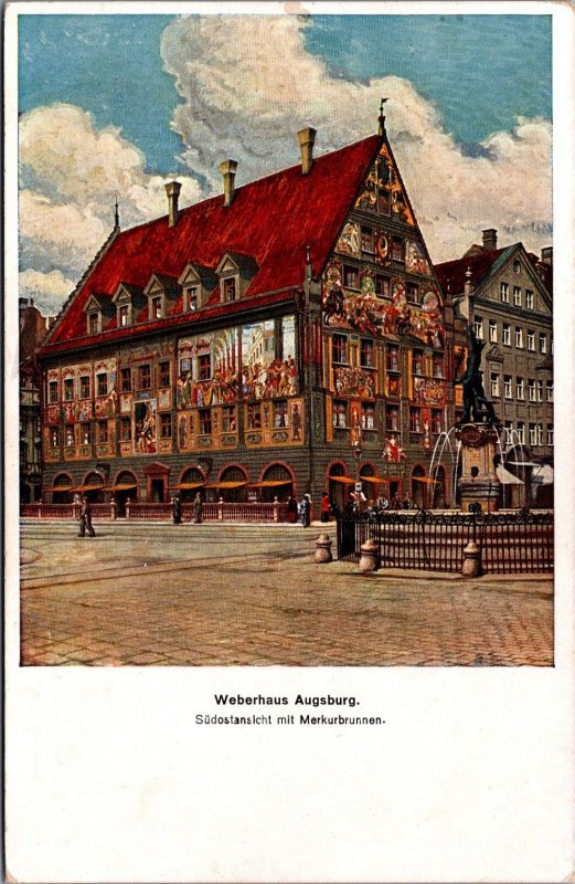 Germany Weberhaus Augsburg Vintage Postcard C119