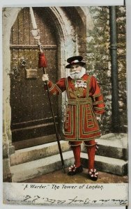 UK The Warder, The Tower of London 1906 Postcard M3