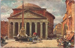 Italy Roma Rome Pantheon Santa Maria Vintage Postcard 09.50