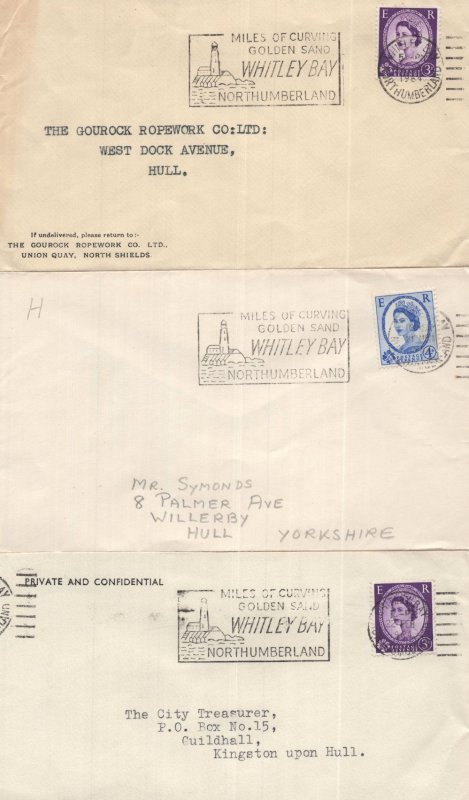 Miles Of Curving Sand Whitley Bay 3x Slogan Postmark s