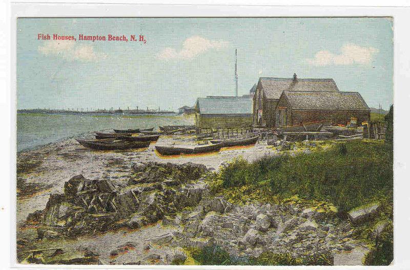 Fish Houses Hampton Beach New Hampshire 1910c postcard 