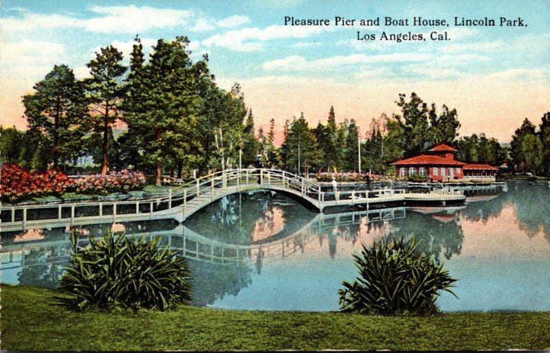 California Los Angeles Lincoln Park Pleasure Pier and Boat House Curteich